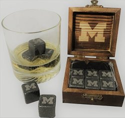 University Of Michigan Etched Wine And Whiskey Stones