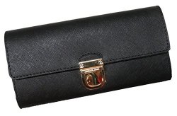 Michael Kors Bridgette Saffiano Flap Leather Wallet Black