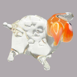 100% Handmade Lampglass Sheep Figurine Clear And Orange