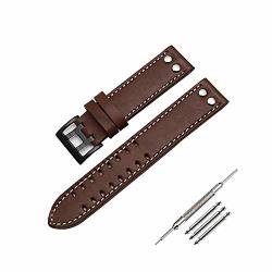 20 Mm Smooth Brown Black Buckle Leather Watch Band Strap Fits For Hamilton Khaki Field Aviation H70595593