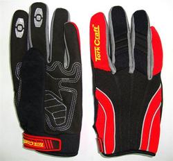 Tork Craft Mechanics Glove Large Synthetic Leather Reinforced Palm Spandex Red