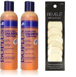Isoplus Neutralizing Shampoo + Conditioner 8 Ounce 2 Pack With Revele Loofah Pads
