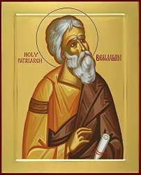 Holy Patriarch Benjamin 01 In English. Free Priority Shipping Soft Gold Color. Canvas Icon Print