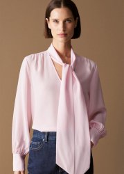 Silk Tie Neck Relaxed Blouse