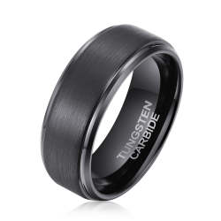 Men's Step Brushed Black Tungsten Ring OY-R-200 - 15