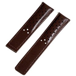 22MM Rich Brown Rally Perforated Leather Interchangeable Strap Fits Tag Heuer Watch Band