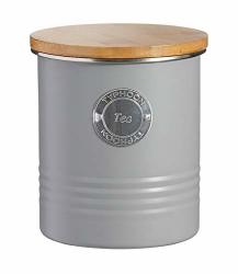Typhoon Living Airtight Tea Storage Canister With Bamboo Lid Grey 1 Litre