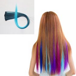 Nawomi 1pcs 2 Clip In Blue Ombre Heat Friendly Resistant Synthetic Hair Extensi