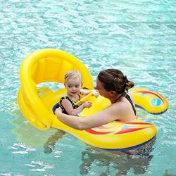 Frealm Mother And Baby Swim Float Rings Kids Swimming Pool Inflatable Swim Boat With Sunshade Protection