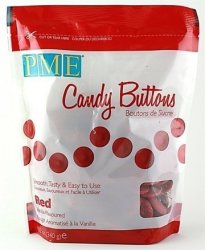 Pme Candy Buttons - Red. 340 Grams 12 Oz. Like Wilton Melts. Perfect For Cake Pops And Other Candy & Chocolate Making. By The Baker Shop