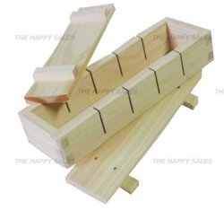 Happy S HSCOMS-12 Bamboo Sushi Rice Mold & Paddle Set 1 PC + 1 PC