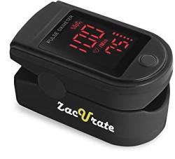 Zacurate Pro 500DL Fingertip Pulse Oximeter Blood Oxygen Saturation Monitor With Silicon Cover Batteries And Lanyard Black Series Mystic Black