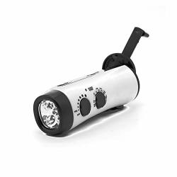 Emergency Hand Crank LED Flashlight Torch Dynamo Light Protable Smart Phone Charger Power Bank For Hiking Traveling Camping Climbing White