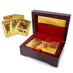 24K Pure Gold Plated Poker Playing Cards With Box & Certificate Of Authenticity Amazing Wow Fsc