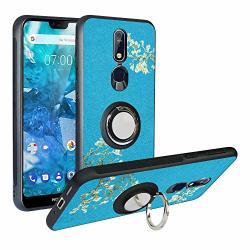 Alapmk Compatible With Nokia 7.1 Case Pattern Design 360KICKSTAND Tpu Protective Phone Case Cover For Nokia 7.1 2018 Flower