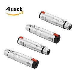 Keilton XLR 3 Pole Male to 1/4 inch 6.35mm Stereo TRS and TS Plug Female Cable Adapter Gender Changer Coupler-4 Pack