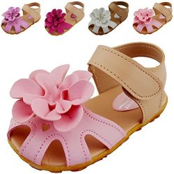 Toddler/Little Kid DADAWEN Girls Closed-Toe Summer Solid Flower Outdoor Sport Casual Sandals 