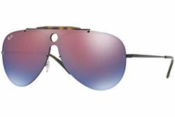 Ray-ban RB3581N Blaze Shooter Aviator Sunglasses Demigloss Black dark Violet Mirror Blue 32 Mm