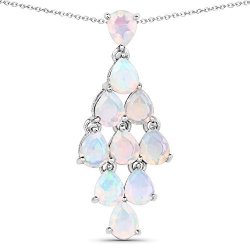 Amazon Collection Genuine Ethiopian Opal .925 Sterling Silver Pendant Necklace