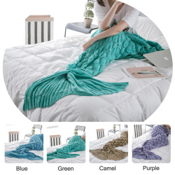 90x190cm Yarn Knitting Mermaid Tail Blanket Fish Scales Style Warm Super Soft S