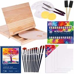 Chalkola Acrylic Paint Set for Adults, Kids & Artists - 40 Piece Acrylic Painting Supplies Kit, with 24 Acrylic Paints (22ml)