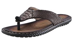 Norocos Men's Flip Flops Casual Leather Sandals Size 7 D M Us Brown
