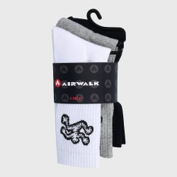 Airwalk 3 Pack Running Man Crew Sock Black - M Black