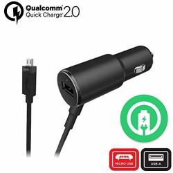 Turbo Fast 25W Car Charger Works For Motorola Moto G 5TH Gen. With Extra USB Port And Long Hi-power Microusb Cable