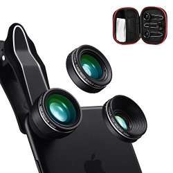 iPhone Camera Lens Kit Clip on Cell Phone Lens for iPhone 8 EZVING 0.65X Super Wide Angle Lens & 15X Macro Lens & 230 Degree Fisheye Lens 7 Plus / 7 / 6s Plus / 6s/ Samsung and Smartphones 