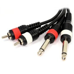 Pulse 2 X 6.35MM 1 4 Inch Mono Plugs To Phono Plugs Ofc Cable 1.5M 5 Feet