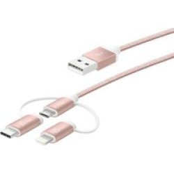 J5 Create JMLC10 3-IN-1 Universal Charge And Sync Cable 100CM Rose Gold