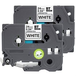 2PK Onirii Compatible Brother P Touch TZ251 TZE251 TZ-251 Label Tape 0.94" 24MM Wide X 26.2FT Length 1 Inch Black On White