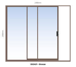 Aluminium Sliding Door Bronze 1 Panel Sliding W2400MM X H2100MM