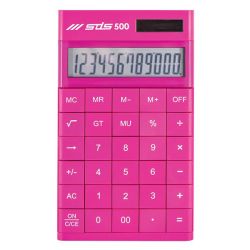 500 12 Digit Desktop Calculator - Dual Powered - Pink