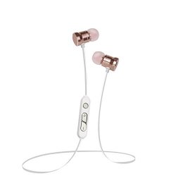 Hangang Blue Tooth Headphones In Ear Wireless Earbuds 4.1 Blue Tooth Headsets With MIC Sweatproof Earbuds Sport Earphone For Sports gym running driving motorcycle exercise Rose Gold