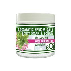 Epsom Bath Salts Rose Geranium Aromatic Body Soak & Scrub 200 Ml