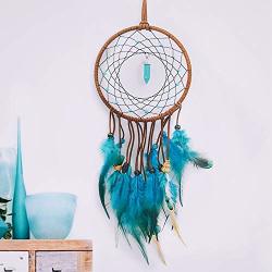 Lbg Products Dream Catcher With Feathers Handmade Wall Hanging Ornament Decorations For Girls Kids Home Bedroom Office Car D COR-5" Diameter 13" Long Blue