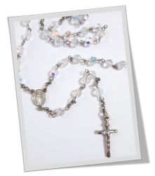 April Birthstone - Genuine Preciosa Crystal Rosary Set In Stainless Steel - Crystal Ab