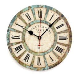 Vintage Creative Round Wood Wall Clock Quartz Bracket Clock