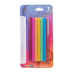 Manna Kids Colour Changing Silicone Straws And Brush 7 Pcs