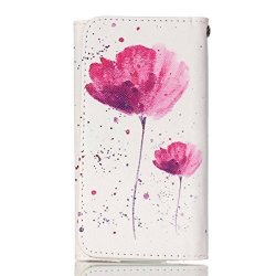 Alcatel PIXI4 6" Case Pink Lotus Style Universal Smartphone Flip Wallet Clutch Bag Wristlet Carrying Leather Case For Alcatel Onetouch PIXI4 6.0 Inch