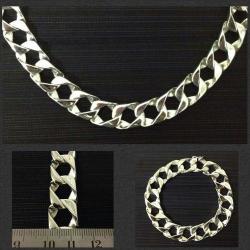 Solid Sterling Silver Necklace & Bracelet Set. 70cm Chain & 23.5cm Bracelet 14mm