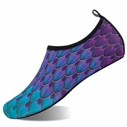 Womens And Mens Water Shoes Barefoot Quick-dry Aqua Socks For Beach Swim Surf Yoga Exercise Fish Scales-blue green M