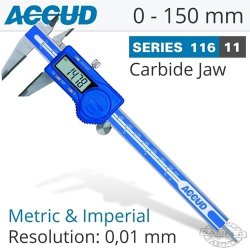 Accud Digital Caliper With Carbide Tipped Jaws 0-150MM 0-6' AC116-006-11