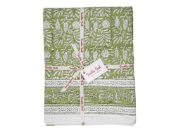 Garden Green Block-printed Rectangular Tablecloth 8-SEATER