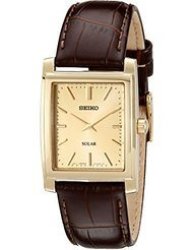Seiko Men's SUP896 Gold-tone And Brown Leather Solar-power Dress Watch