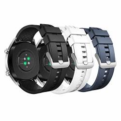 Moko 3-PACK Band Compatible With Huawei Watch GT 2019 46MM WATCH GT Active watch 2 Pro honor Watch Magic samsung Galaxy Watch 46MM GEAR S3 Soft Silicone Replacement Strap