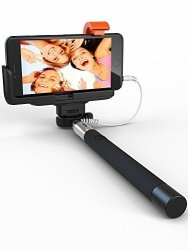 Premium 5-IN-1 Wired Selfie Stick For Iphone 5 6 Samsung Galaxy - Takes Selfies In Seconds Get Perfect HD Photos Video Operates Flash