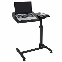 F2C Portable Adjustable Height 360SWIVEL Laptop Desk PC Computer Mobile Notebook Laptop Stand Rolling Table Desk Cart Tiltable With Wheels Casters& Mouse Pad Table