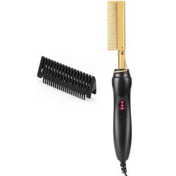 Electric Hair Hot Comb For Women And Men - 2 In 1 Straightener curling Iron